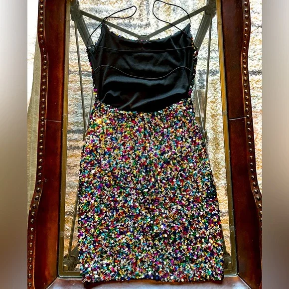 B. Darlin Multi Colored Sequin Stretch Bodycon Dress Size 7/8 - Picture 2 of 3